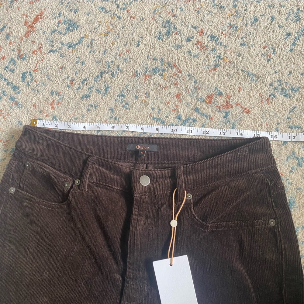 NWT Quince Women Stretch Corduroy Cropped Straight Leg Pants - Warm Brown Sz 10 - Picture 3 of 6